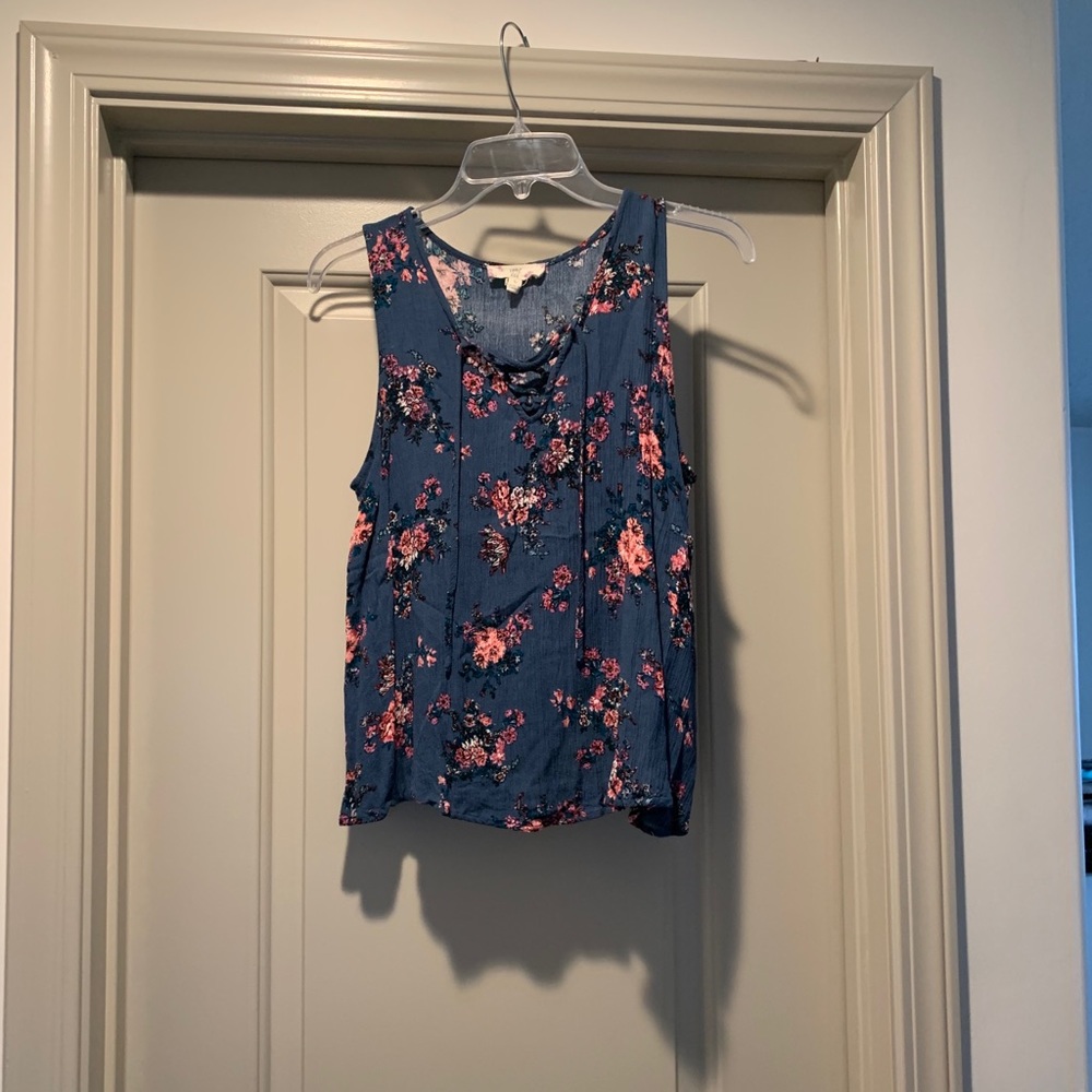 Blue Flower Patterned Tank